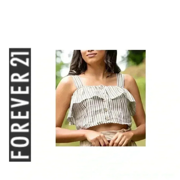 Forever 21 Tops - 🆕Forever 21 Stripes Woven Crop-Top L🆕